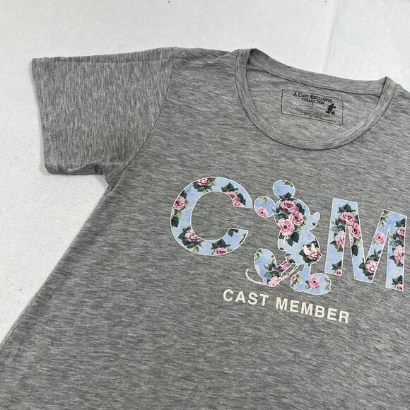 Disney Cast Exclusive Collection Women's Large Short Sleeve Gray Floral T Shirt - Picture 5 of 12